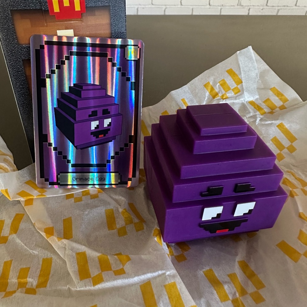Purple Grimace Toy with Card from McDonald’s Minecraft